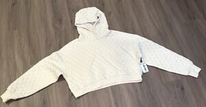 NWOT Sweaty Betty Luxe Loft Quilted White Pullover Hoodie Women's Medium